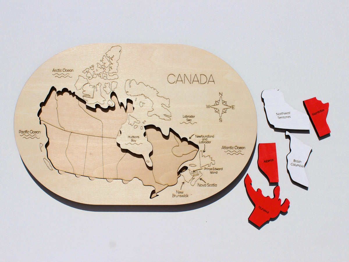 Canada Map Puzzle | Wooden Geography Learning Tool for Kids