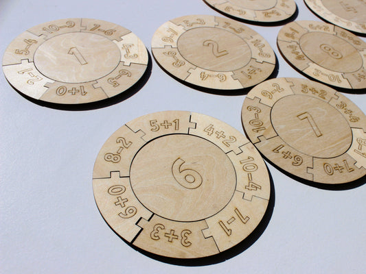 Addition & Subtraction Math Wheels | Wooden Hands-On Math Learning Puzzle