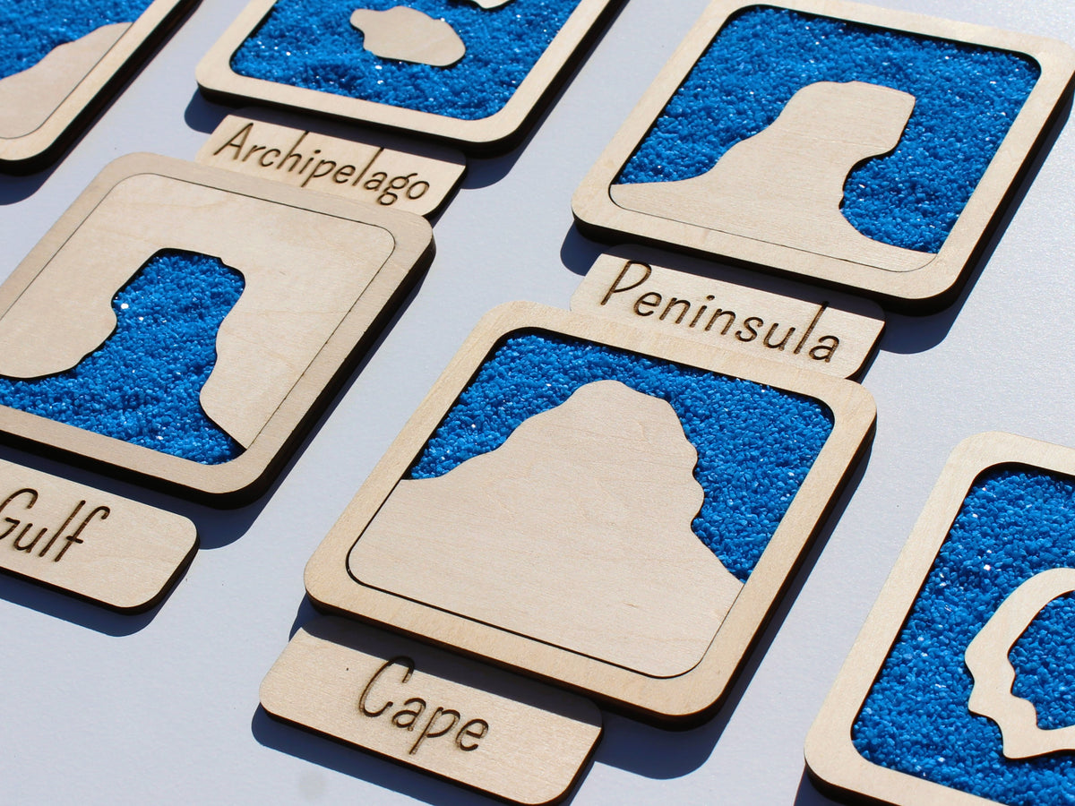 Land and Water Forms Montessori Geography Puzzle | Hands-On STEM Earth Science Learning Toy for Kids