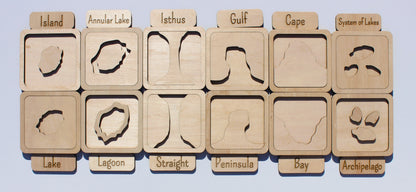 Land and Water Forms Montessori Geography Puzzle | Hands-On STEM Earth Science Learning Toy for Kids