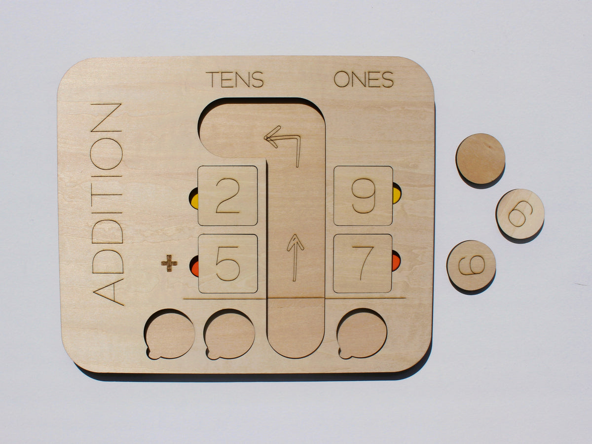 Double-Digit Addition Learning Board | Wooden Hands-On Math Learning Tool for Kids