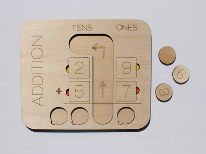 Double-Digit Addition Learning Board | Wooden Hands-On Math Learning Tool for Kids