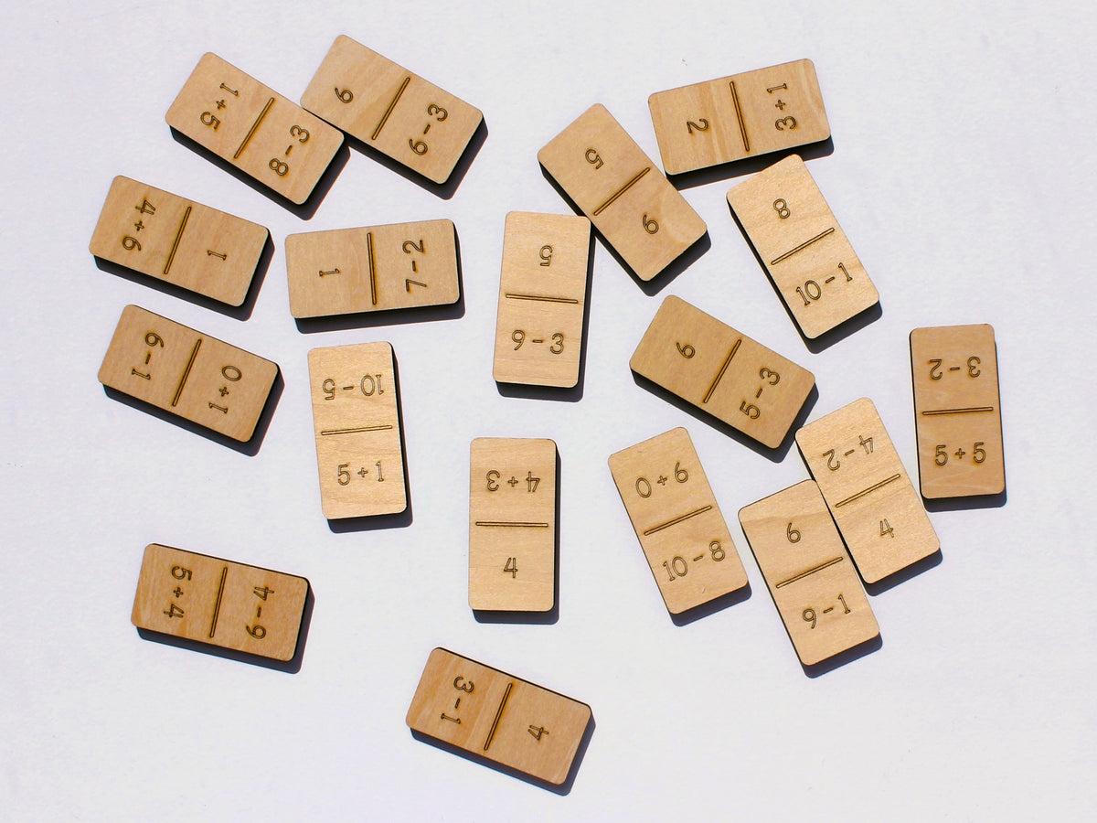 Addition & Subtraction Math Dominoes | Hands-On Wooden Math Learning Game for Kids