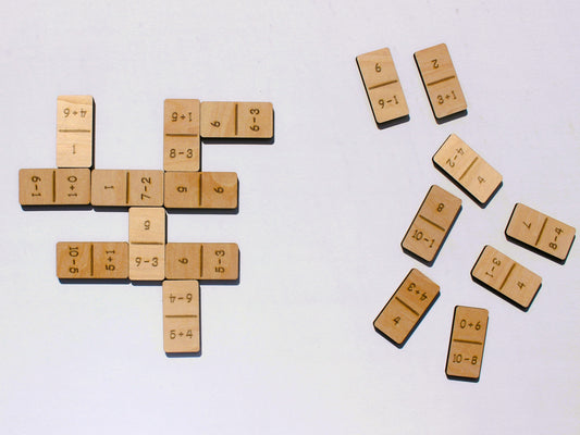 Addition & Subtraction Math Dominoes | Hands-On Wooden Math Learning Game for Kids