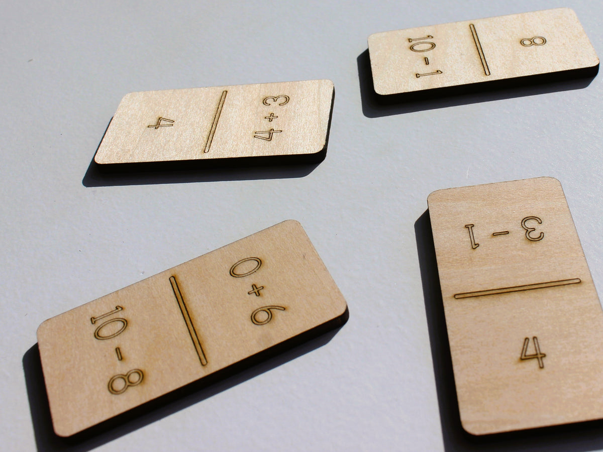 Addition & Subtraction Math Dominoes | Hands-On Wooden Math Learning Game for Kids