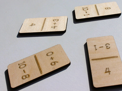 Addition & Subtraction Math Dominoes | Hands-On Wooden Math Learning Game for Kids