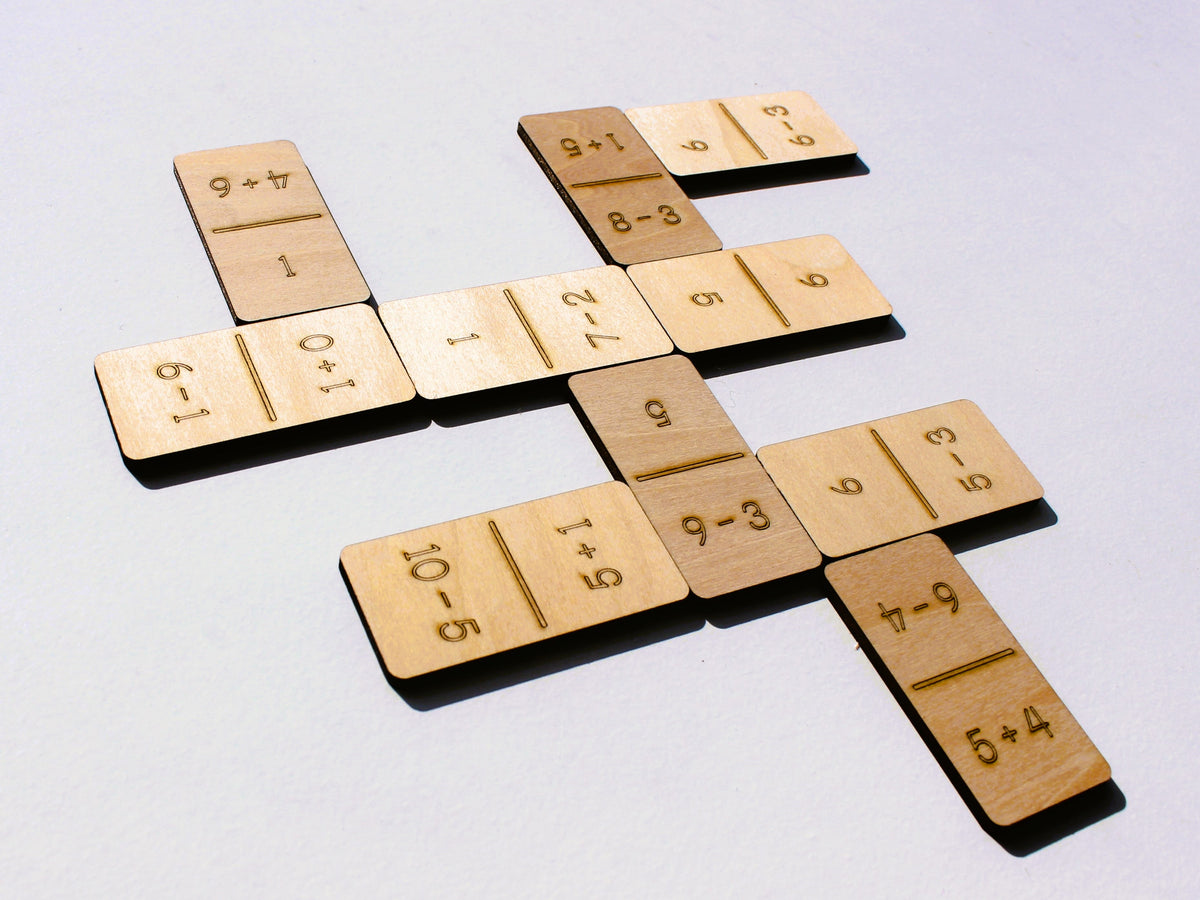 Addition & Subtraction Math Dominoes | Hands-On Wooden Math Learning Game for Kids