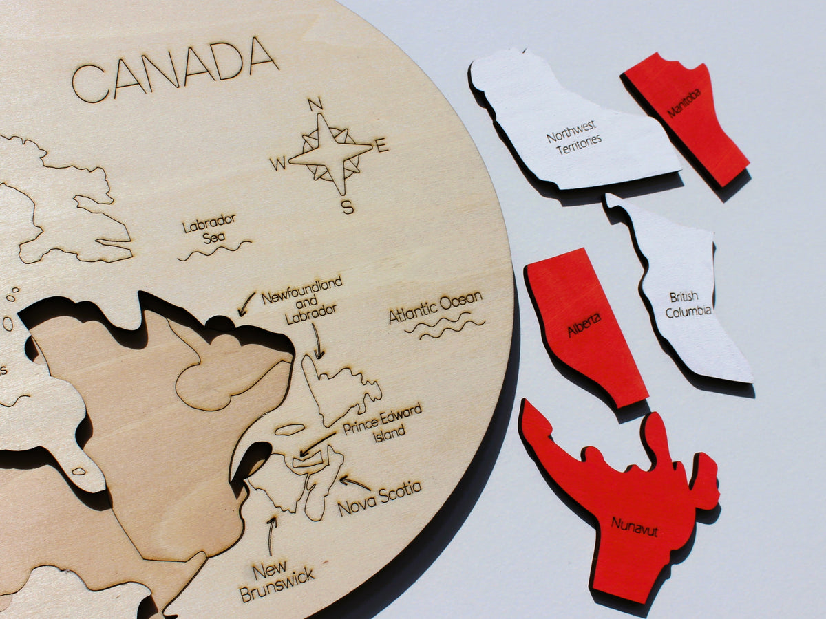 Canada Map Puzzle | Wooden Geography Learning Tool for Kids