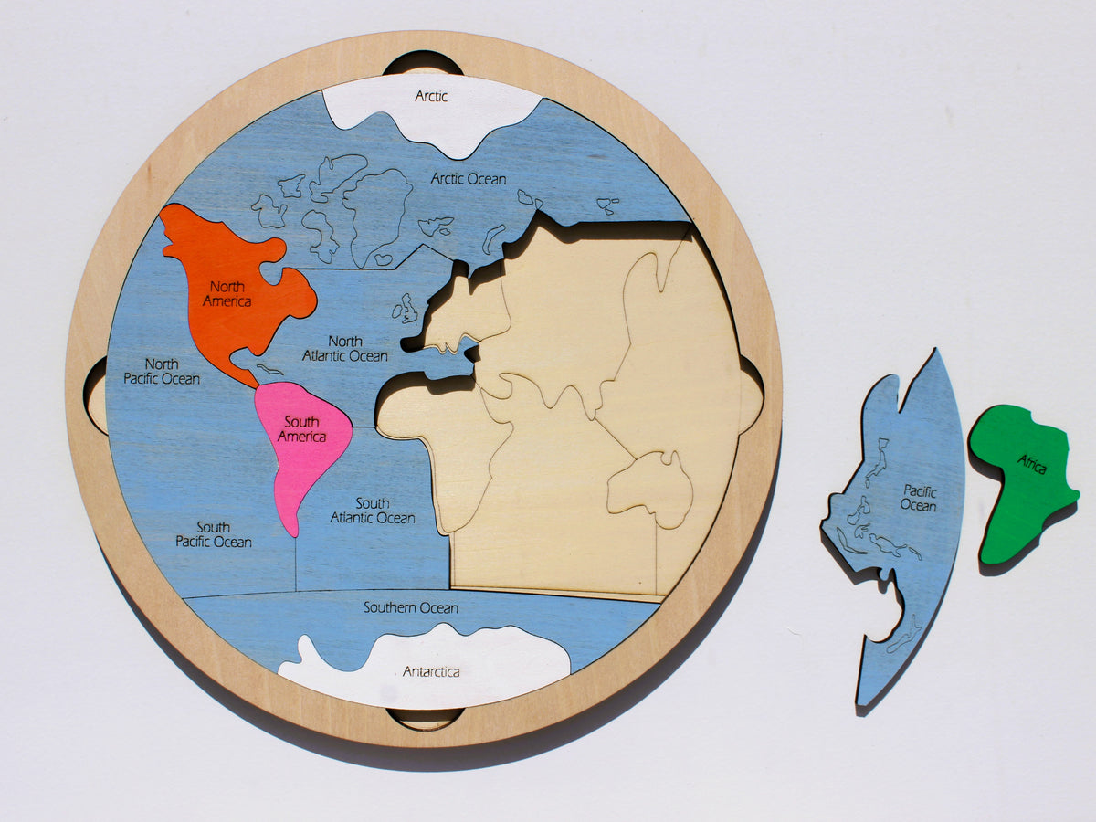 Oceans & Continents Map Puzzle | Wooden World Geography Learning Tool for Kids