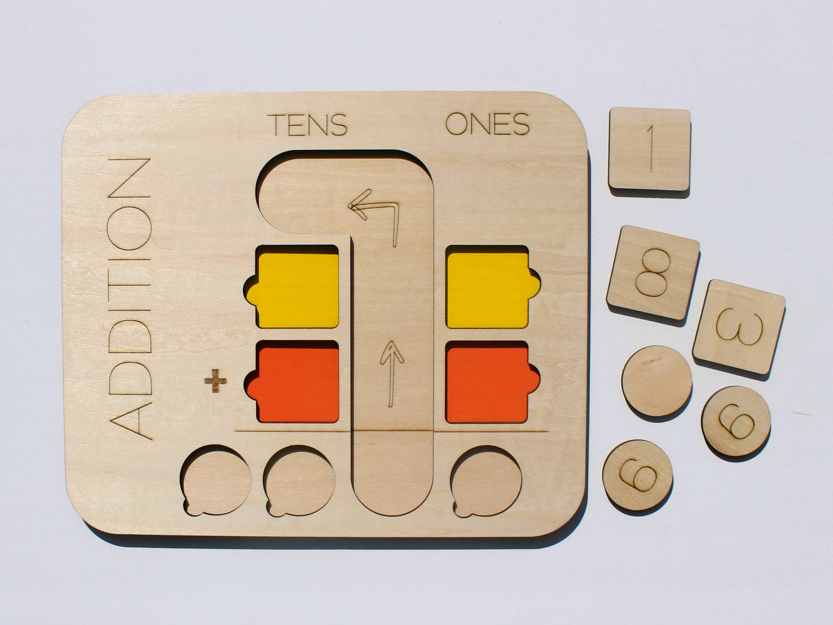 Double-Digit Addition Learning Board | Wooden Hands-On Math Learning Tool for Kids