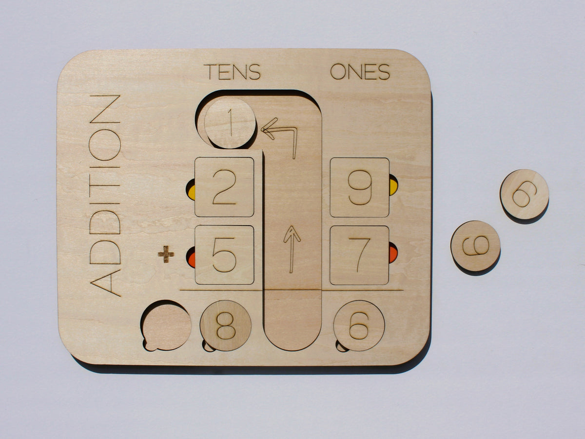 Double-Digit Addition Learning Board | Wooden Hands-On Math Learning Tool for Kids