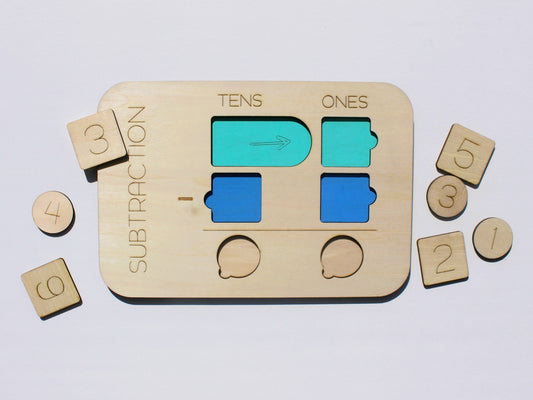 Double-Digit Subtraction Learning Board | Wooden Hands-On Math Learning Tool for Kids