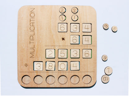 Three-Digit Multiplication Learning Board | Wooden Interactive Math Learning Tool for Kids