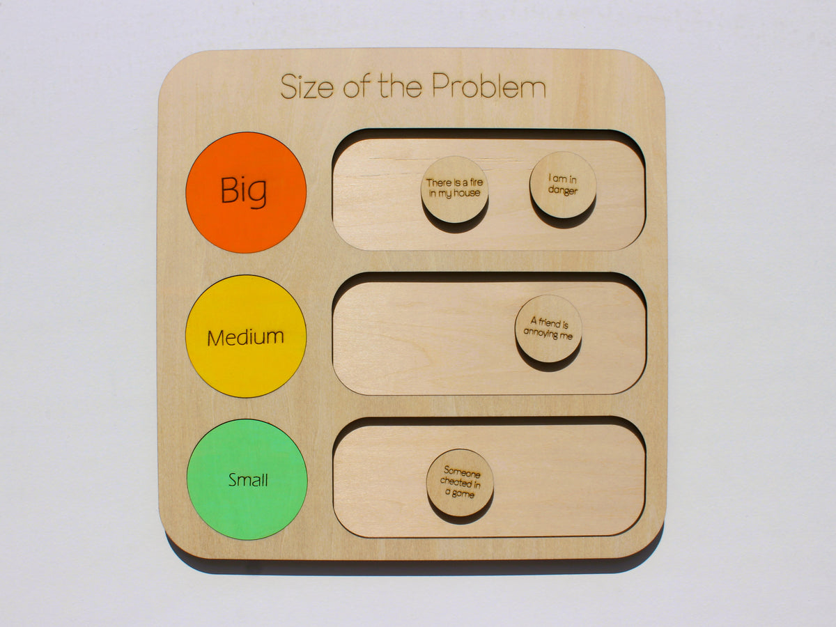 Size of the Problem SEL Board | Wooden Social-Emotional Learning Tool for Kids