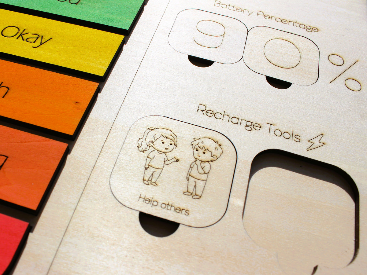 Self-Care Battery for Kids | Wooden Emotional Regulation & SEL Learning Tool