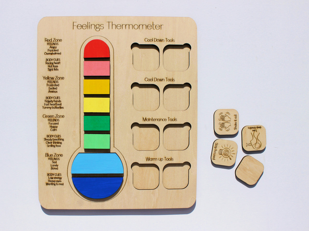 Feelings Thermometer for Kids | Wooden Emotional Regulation & SEL Learning Tool
