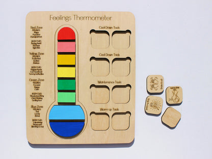 Feelings Thermometer for Kids | Wooden Emotional Regulation & SEL Learning Tool