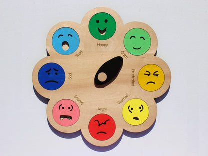 Feelings Wheel for Kids | Wooden Emotions & SEL Learning Tool