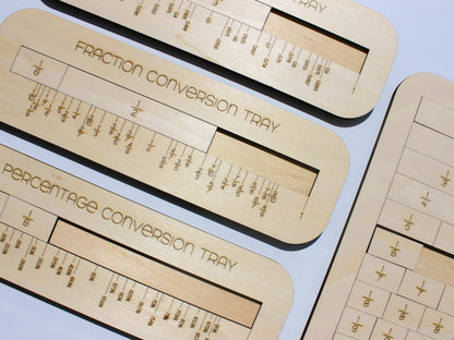 Fraction Wall & Conversion Trays | Wood Hands-On Fraction Learning Manipulative for Kids
