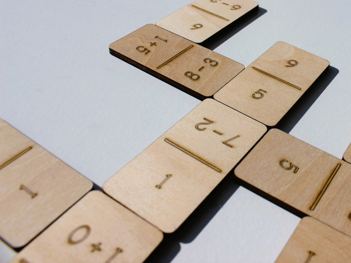 Addition & Subtraction Math Dominoes | Hands-On Wooden Math Learning Game for Kids