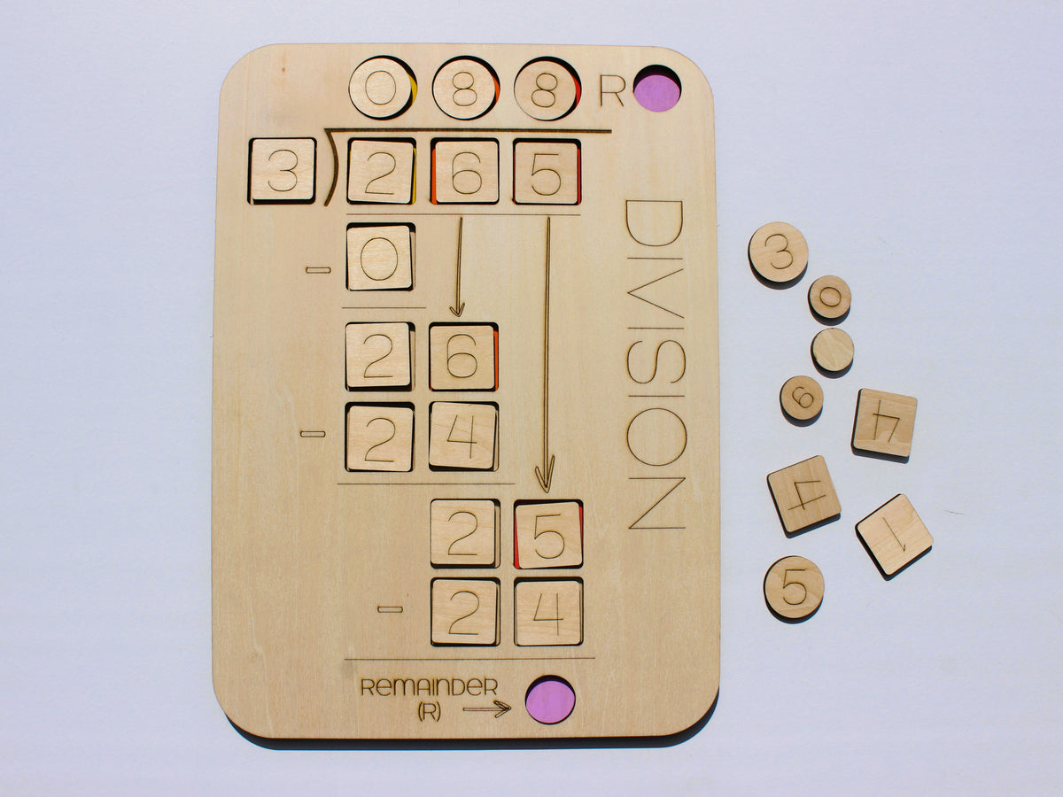 Three-Digit Long Division Learning Board | Wooden Interactive Math Activity for Kids