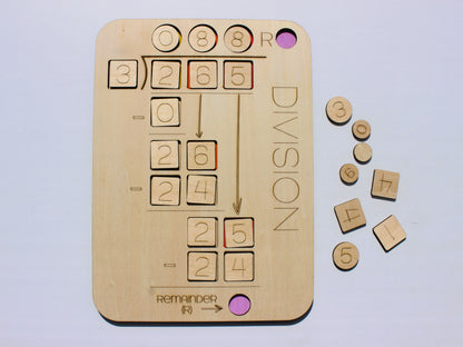 Three-Digit Long Division Learning Board | Wooden Interactive Math Activity for Kids