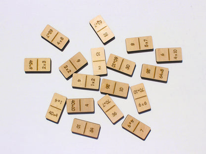 Multiplication & Division Math Dominoes | Wooden Hands-On Times Tables Practice Game