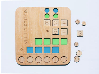 Three-Digit Multiplication Learning Board | Wooden Interactive Math Learning Tool for Kids