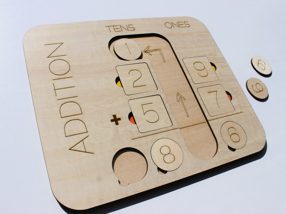 Double-Digit Addition Learning Board | Wooden Hands-On Math Learning Tool for Kids