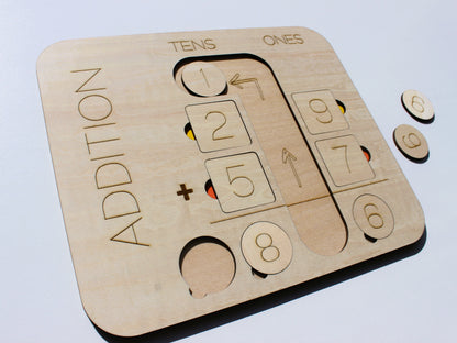 Double-Digit Addition Learning Board | Wooden Hands-On Math Learning Tool for Kids