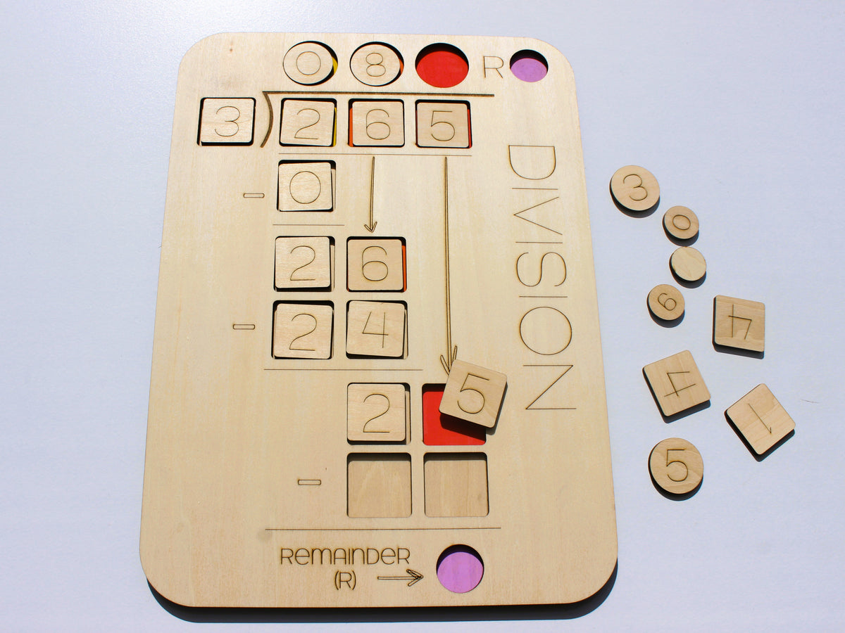 Three-Digit Long Division Learning Board | Wooden Interactive Math Activity for Kids