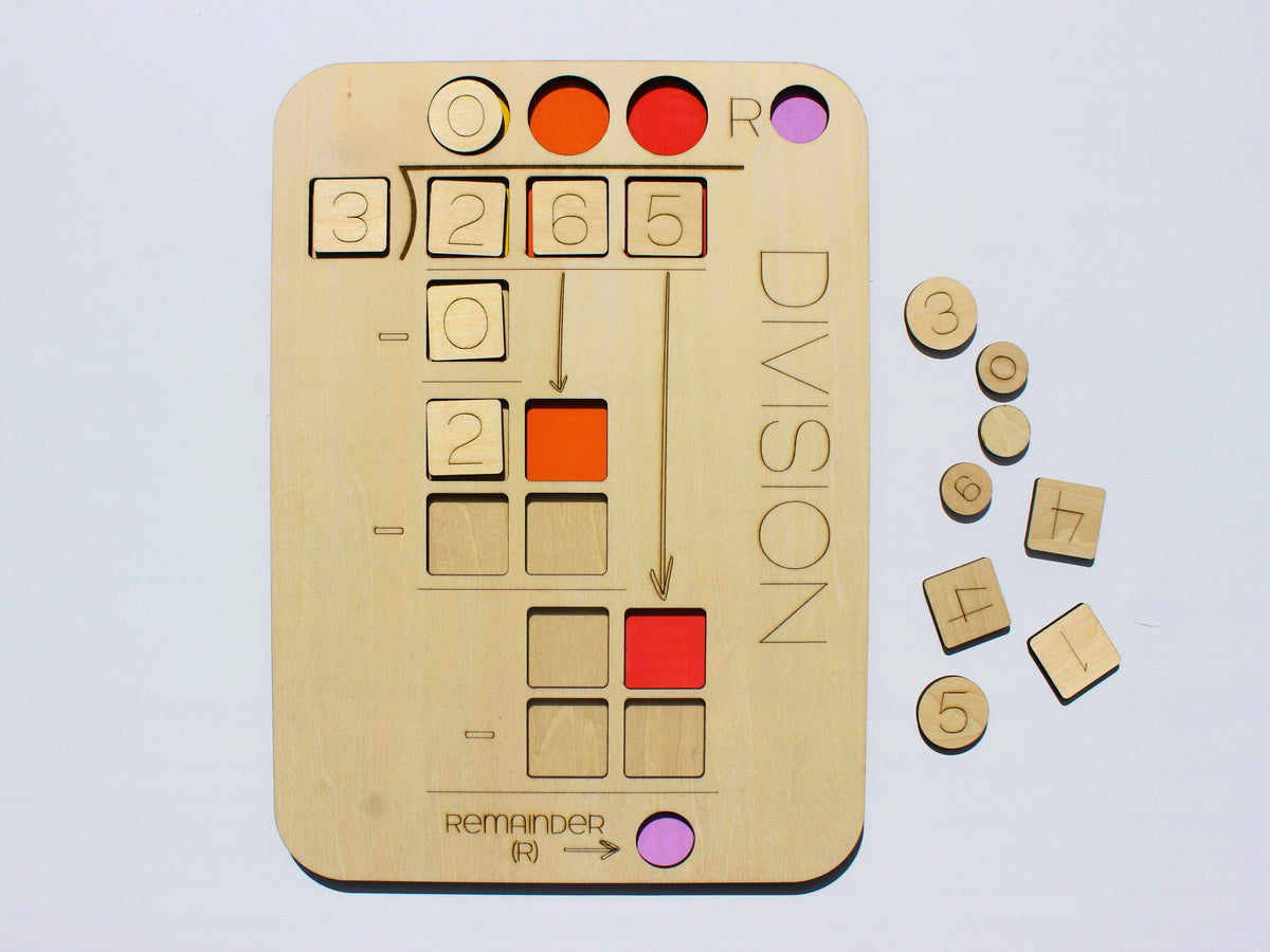 Three-Digit Long Division Learning Board | Wooden Interactive Math Activity for Kids