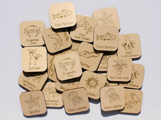Marine Life of BC Matching Game | Wooden Ocean Animal Learning Game for Kids