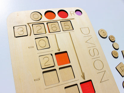Three-Digit Long Division Learning Board | Wooden Interactive Math Activity for Kids