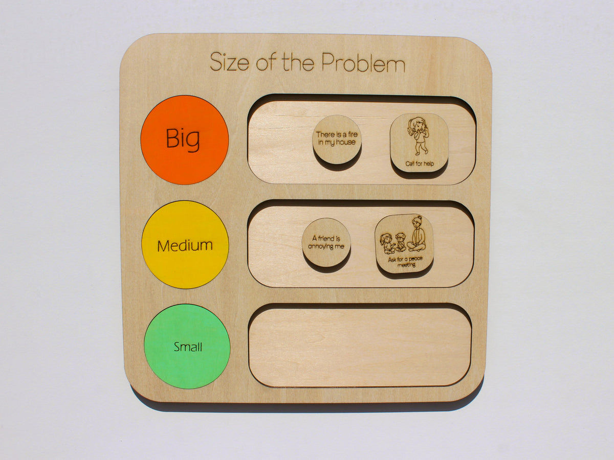 Size of the Problem SEL Board | Wooden Social-Emotional Learning Tool for Kids