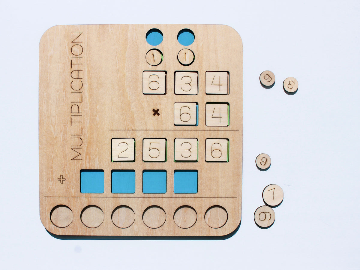 Three-Digit Multiplication Learning Board | Wooden Interactive Math Learning Tool for Kids