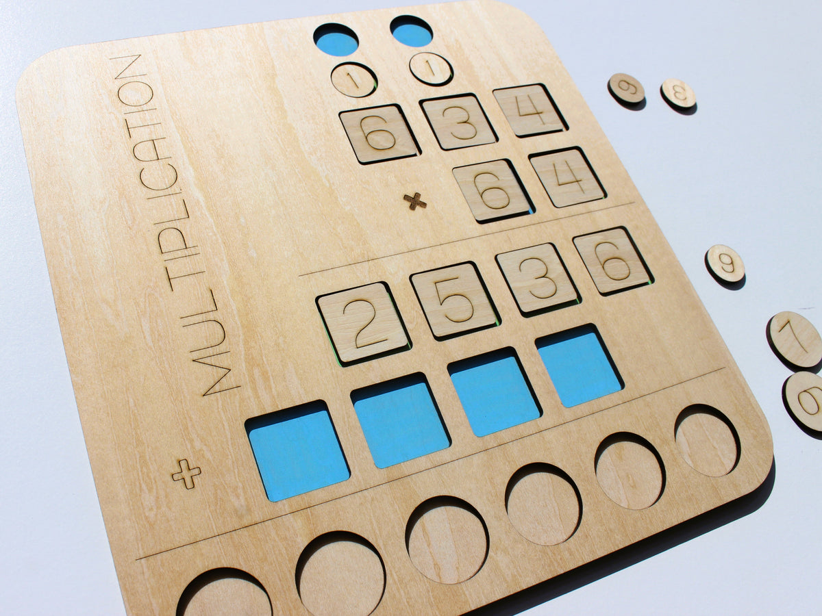 Three-Digit Multiplication Learning Board | Wooden Interactive Math Learning Tool for Kids