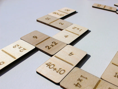 Multiplication & Division Math Dominoes | Wooden Hands-On Times Tables Practice Game