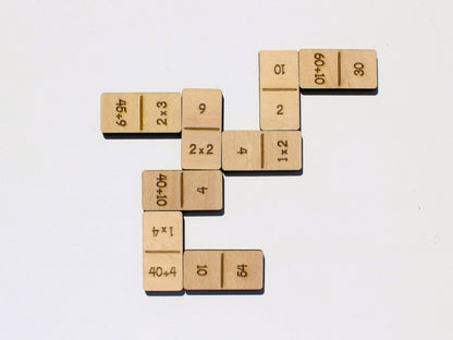 Multiplication & Division Math Dominoes | Wooden Hands-On Times Tables Practice Game