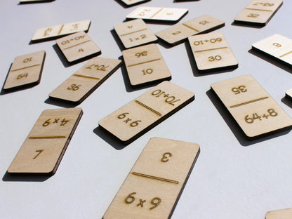 Multiplication & Division Math Dominoes | Wooden Hands-On Times Tables Practice Game