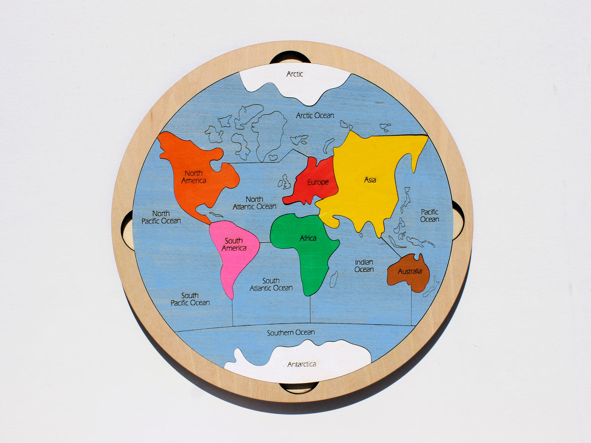 Oceans & Continents Map Puzzle | Wooden World Geography Learning Tool for Kids