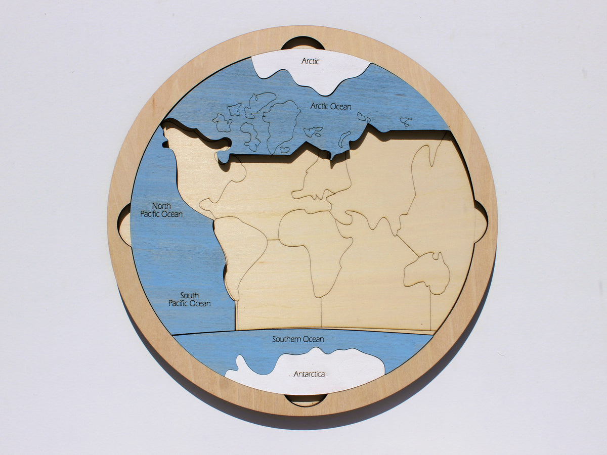 Oceans & Continents Map Puzzle | Wooden World Geography Learning Tool for Kids