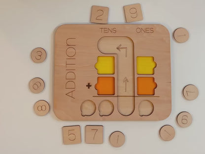 Double-Digit Addition Learning Board | Wooden Hands-On Math Learning Tool for Kids