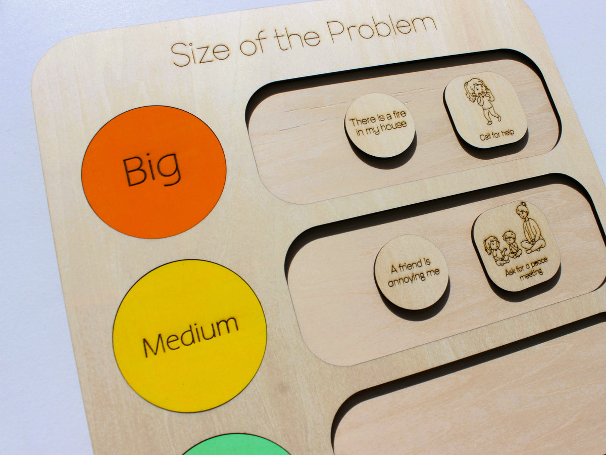 Size of the Problem SEL Board | Wooden Social-Emotional Learning Tool for Kids