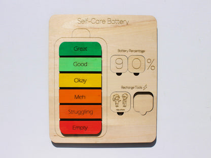 Self-Care Battery for Kids | Wooden Emotional Regulation & SEL Learning Tool