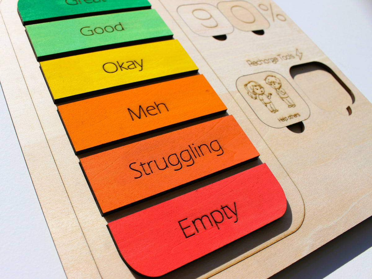 Self-Care Battery for Kids | Wooden Emotional Regulation & SEL Learning Tool