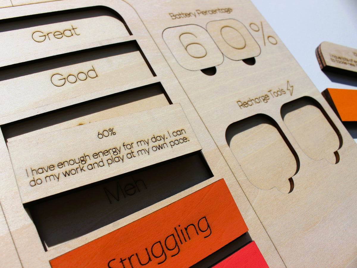 Self-Care Battery for Kids | Wooden Emotional Regulation & SEL Learning Tool
