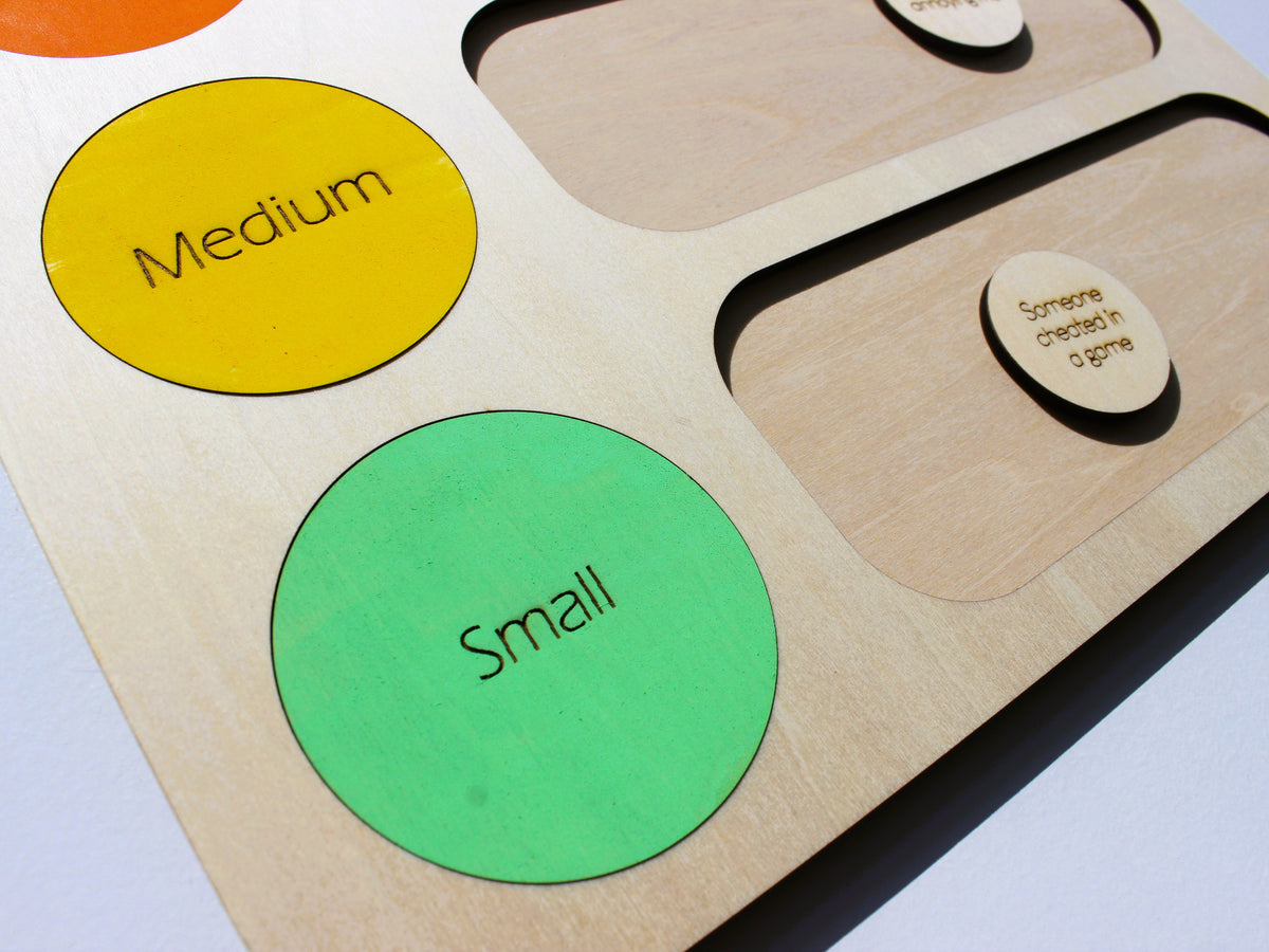 Size of the Problem SEL Board | Wooden Social-Emotional Learning Tool for Kids