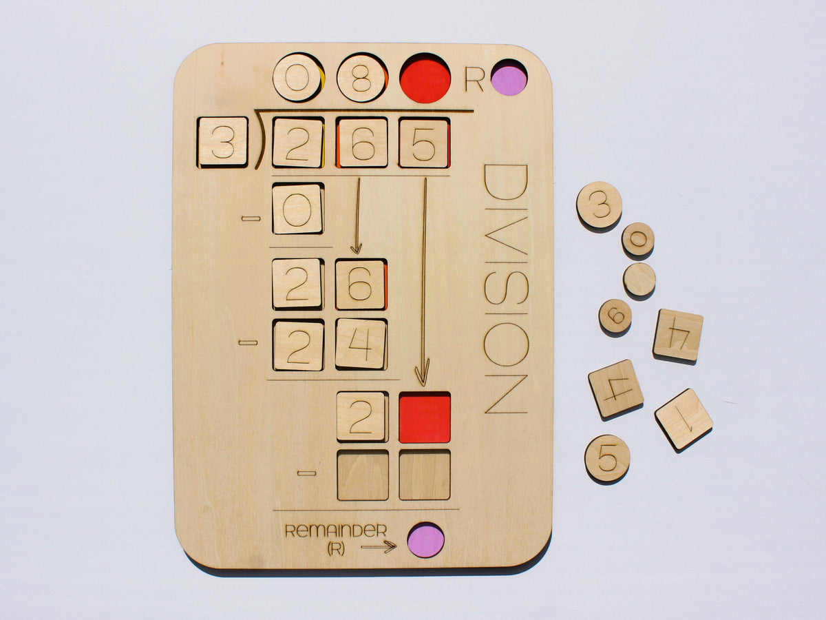 Three-Digit Long Division Learning Board | Wooden Interactive Math Activity for Kids