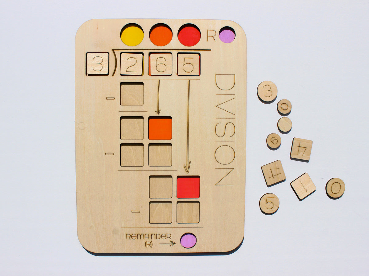 Three-Digit Long Division Learning Board | Wooden Interactive Math Activity for Kids